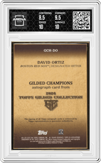 David Ortiz from the 2024 Topps Gilded Collection set graded by Arena Club and given an overall grade of 9.