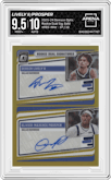  Dereck Lively II/Olivier-Maxence Prosper  from the 2023-24 Donruss Optic set featuring a Gold parallel graded by Arena Club and given an overall grade of 9.5.