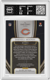 Darnell Mooney from the 2021 Panini Select set featuring a Green Prizm parallel graded by Arena Club and given an overall grade of 8.5.