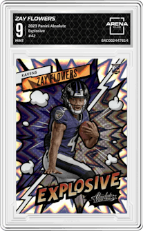 Zay Flowers from the 2023 Panini Absolute set graded by Arena Club and given an overall grade of 9.
