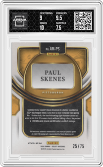 Paul Skenes from the 2024 Panini Select set graded by Arena Club and given an overall grade of 8.