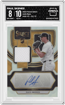 Paul Skenes from the 2024 Panini Select set graded by Arena Club and given an overall grade of 8.