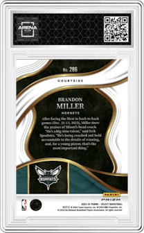 Brandon Miller from the 2023-24 Panini Select  set featuring a Elephant parallel graded by Arena Club.