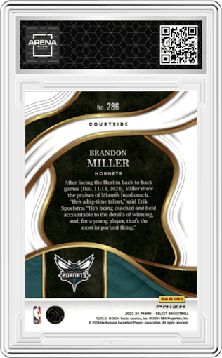 Brandon Miller from the 2023-24 Panini Select  set featuring a Elephant parallel graded by Arena Club.