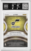 Keyonte George from the 2023-24 Panini Select  set featuring a Green Prizm parallel graded by Arena Club and given an overall grade of 9.5.