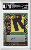 Keyonte George from the 2023-24 Panini Select  set featuring a Green Prizm parallel graded by Arena Club and given an overall grade of 9.5.
