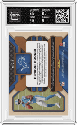 Hendon Hooker from the 2023 Panini Gold Standard set featuring a Sapphire parallel and given an overall grade of 9.