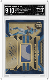 Hendon Hooker from the 2023 Panini Gold Standard set featuring a Sapphire parallel graded by Arena Club and given an overall grade of 9.