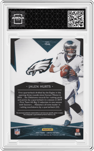 Jalen Hurts from the 2020 Panini Limited set graded by Arena Club.