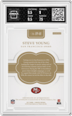 Steve Young from the 2017 Panini Flawless set featuring a Sapphire parallel graded by Arena Club and given an overall grade of 8.