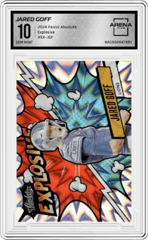Jared Goff from the 2024 Panini Absolute set graded by Arena Club and given an overall grade of 10.