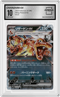 Charizard ex from the 2023 Pokemon SV JPN set graded by Arena Club and given an overall grade of 10.