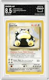 Snorlax from the 2002 Pokemon  set graded by Arena Club and given an overall grade of 8.5.