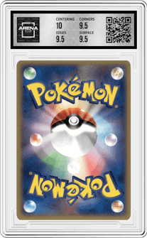 Pikachu from the 2004 Pokemon JPN set featuring a Meiji Chocolate parallel graded by Arena Club and given an overall grade of 10.