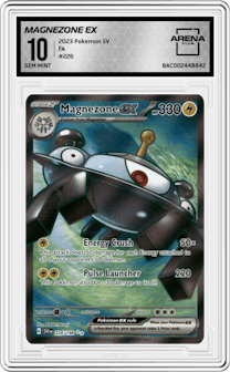 Magnezone EX from the 2023 Pokemon SV set graded by Arena Club and given an overall grade of 10.