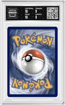 Fidough from the 2024 Pokemon SV set featuring a Paldean Fates Tech Sticker Collection parallel graded by Arena Club and given an overall grade of 9.5.