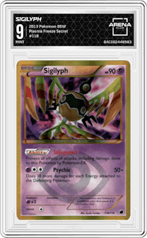 Sigilyph from the 2013 Pokemon B&W set and given an overall grade of 9.