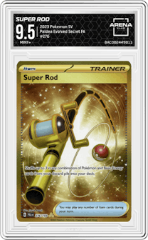 Super Rod from the 2023 Pokemon SV set graded by Arena Club and given an overall grade of 9.5.