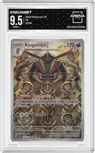 Kingambit from the 2023 Pokemon SV set graded by Arena Club and given an overall grade of 9.5.