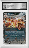 Charizard ex from the 2024 Pokemon SV set graded by Arena Club and given an overall grade of 10.