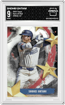 Shohei Ohtani  from the 2025 Topps set graded by Arena Club and given an overall grade of 9.