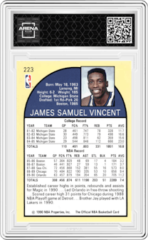 Sam Vincent from the 1990-91 NBA Hoops set graded by Arena Club.