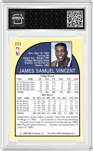Sam Vincent from the 1990-91 NBA Hoops set graded by Arena Club.