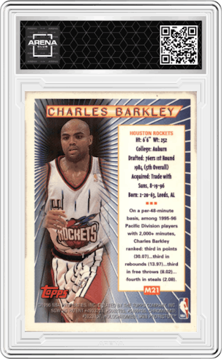 Charles Barkley from the 1996-97 Topps set graded by Arena Club.