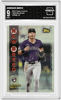 Jordan Beck from the 2024 Topps Archives set graded by Arena Club and given an overall grade of 9.