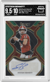 Stetson Bennett from the 2023 Panini Select Draft Picks set featuring a Green Prizm parallel graded by Arena Club and given an overall grade of 9.5.