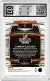Damian Lillard from the 2021-22 Panini Select set featuring a Green Prizm parallel graded by Arena Club and given an overall grade of 10.