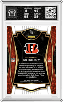 Joe Burrow from the 2020 Panini Select set graded by Arena Club and given an overall grade of 9.