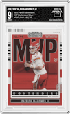 Patrick Mahomes II from the 2021 Panini Contenders   set featuring a Silver parallel graded by Arena Club and given an overall grade of 9.