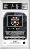 Nikola Jokic from the 2024-25 Panini Origins set featuring a Neon Stripes parallel graded by Arena Club and given an overall grade of 9.