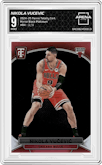 Nikola Vucevic from the 2024-25 Panini Totally Certified set featuring a Mirror Black Platinum parallel graded by Arena Club and given an overall grade of 9.