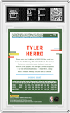 Tyler Herro from the 2023-24 Panini Donruss set featuring a Choice Gold parallel graded by Arena Club and given an overall grade of 9.