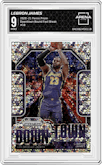 LeBron James from the 2020-21 Panini Prizm set featuring a Fast Break parallel graded by Arena Club and given an overall grade of 9.