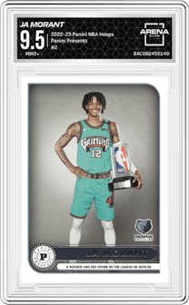 Ja Morant from the 2022-23 Panini NBA Hoops set graded by Arena Club and given an overall grade of 9.5.