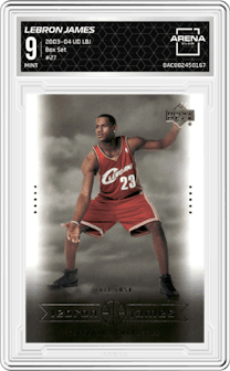 Lebron James from the 2003-04 Upper Deck LeBron James  set graded by Arena Club and given an overall grade of 9.