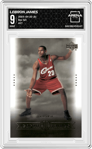 Lebron James from the 2003-04 Upper Deck LeBron James  set graded by Arena Club and given an overall grade of 9.