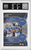 Ladd McConkey/Brenden Rice from the 2024 Panini Spectra set featuring a Neon Orange parallel graded by Arena Club and given an overall grade of 9.5.