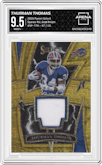 Thurman Thomas from the 2021 Panini Select set featuring a Gold Prizm parallel graded by Arena Club and given an overall grade of 9.5.