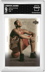 Lebron James from the 2003-04 Upper Deck LeBron James  set graded by Arena Club and given an overall grade of 9.