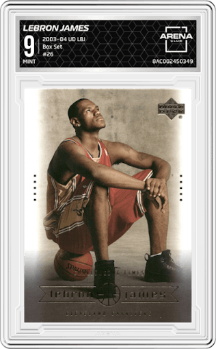 Lebron James from the 2003-04 Upper Deck LeBron James  set graded by Arena Club and given an overall grade of 9.