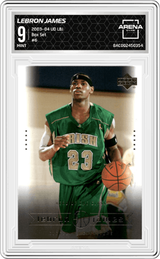 Lebron James from the 2003-04 Upper Deck LeBron James  set graded by Arena Club and given an overall grade of 9.