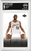 LeBron James from the 2003-04 Upper Deck LeBron James  set graded by Arena Club and given an overall grade of 9.