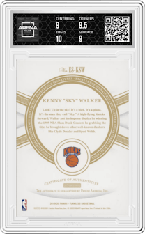 Kenny "Sky" Walker from the 2019-20 Panini Flawless set graded by Arena Club and given an overall grade of 9.5.