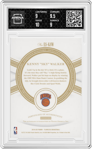Kenny "Sky" Walker from the 2019-20 Panini Flawless set graded by Arena Club and given an overall grade of 9.5.