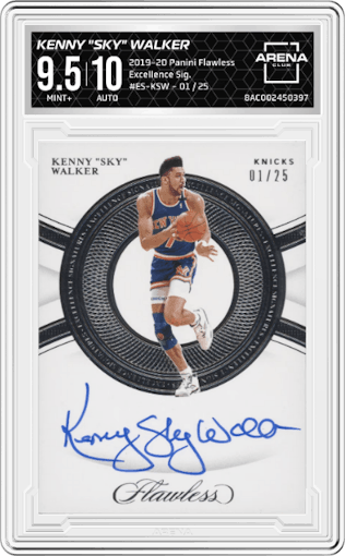 Kenny "Sky" Walker from the 2019-20 Panini Flawless set graded by Arena Club and given an overall grade of 9.5.