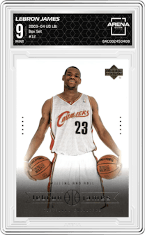 LeBron James from the 2003-04 Upper Deck LeBron James  set graded by Arena Club and given an overall grade of 9.